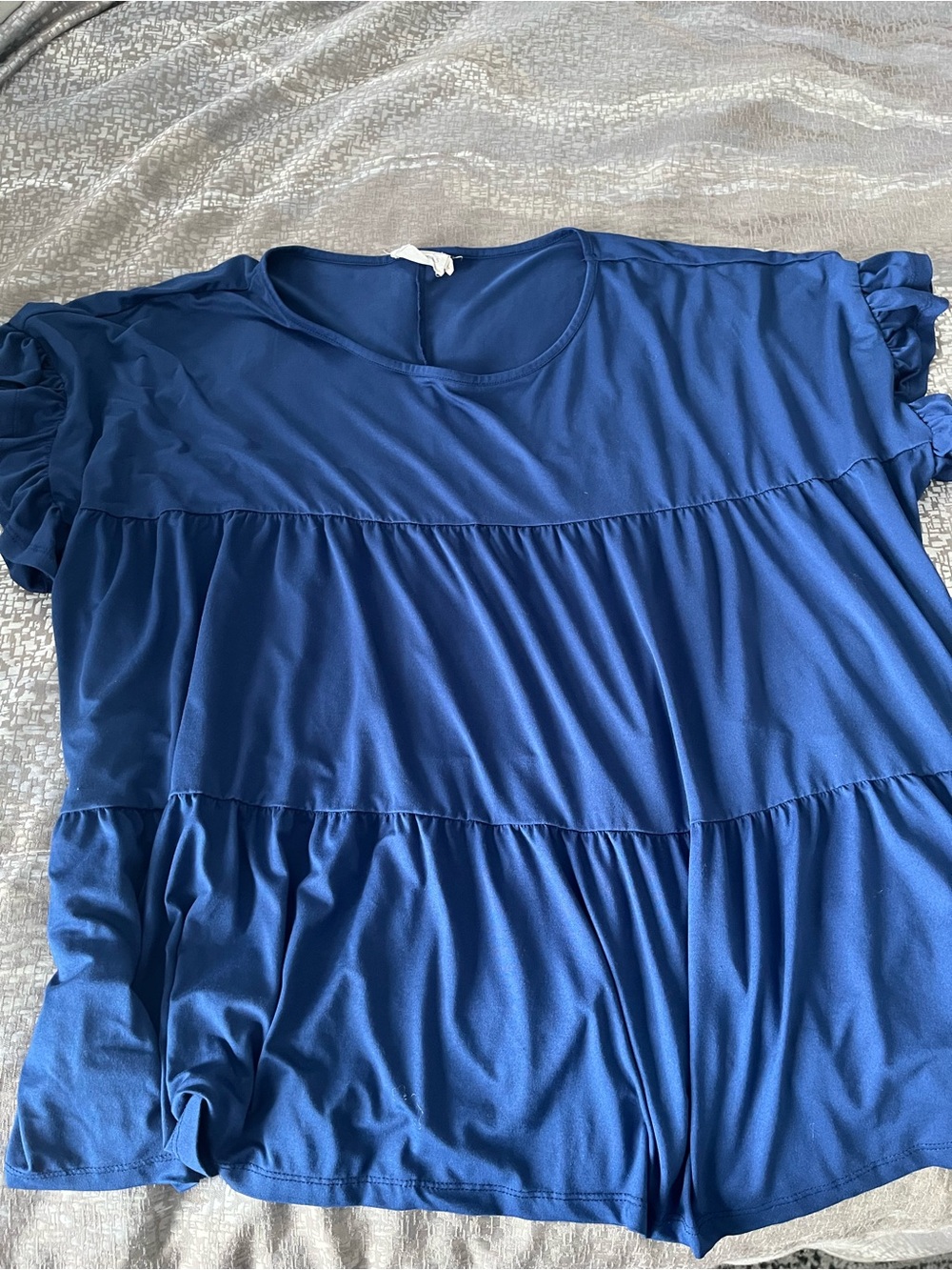 Tiered Short Sleeve Blouse in Royal Blue